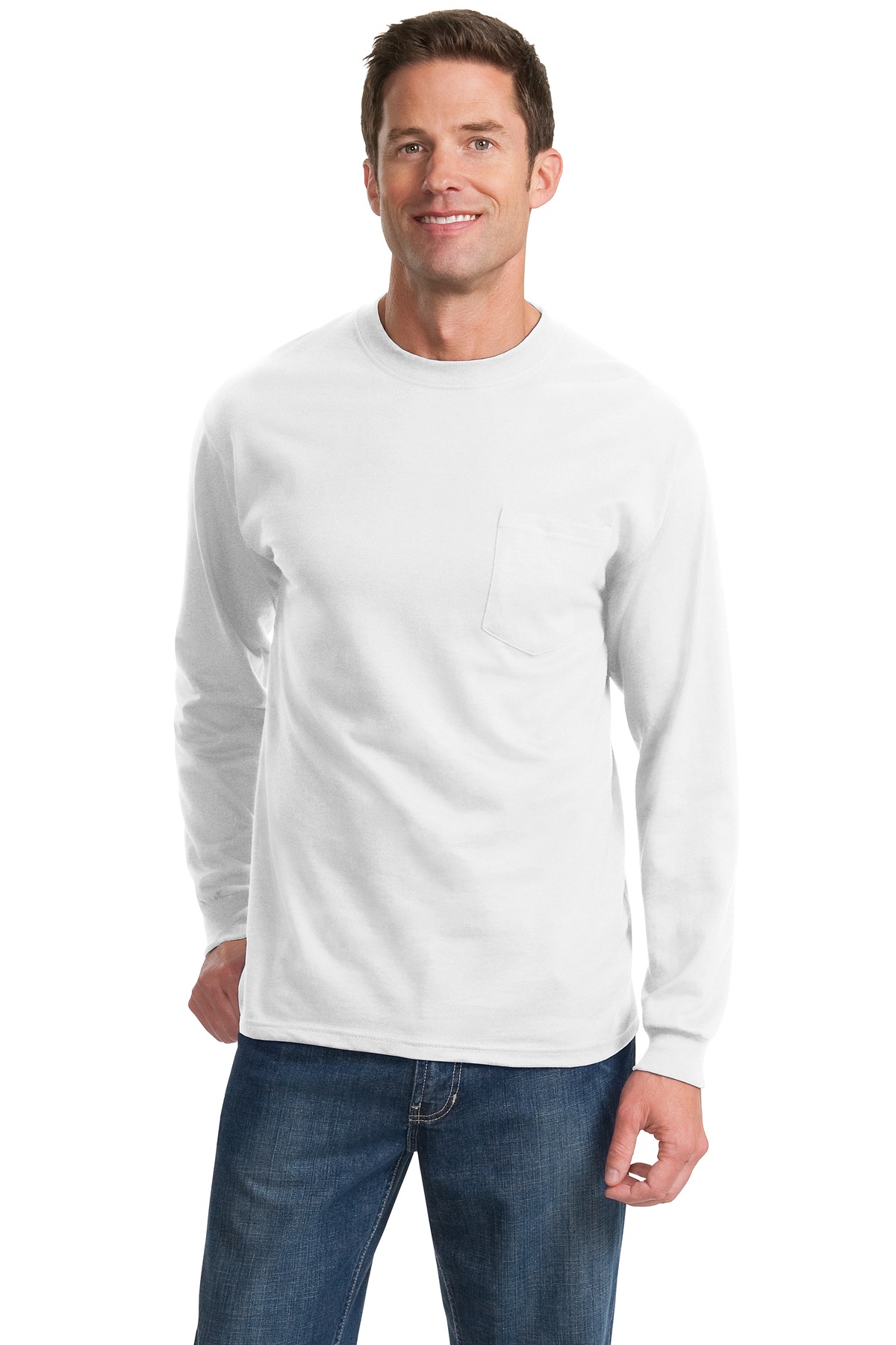 Port & Company Men's Tall Long Sleeve Essential Pocket Tee - 第 2/11 張圖片