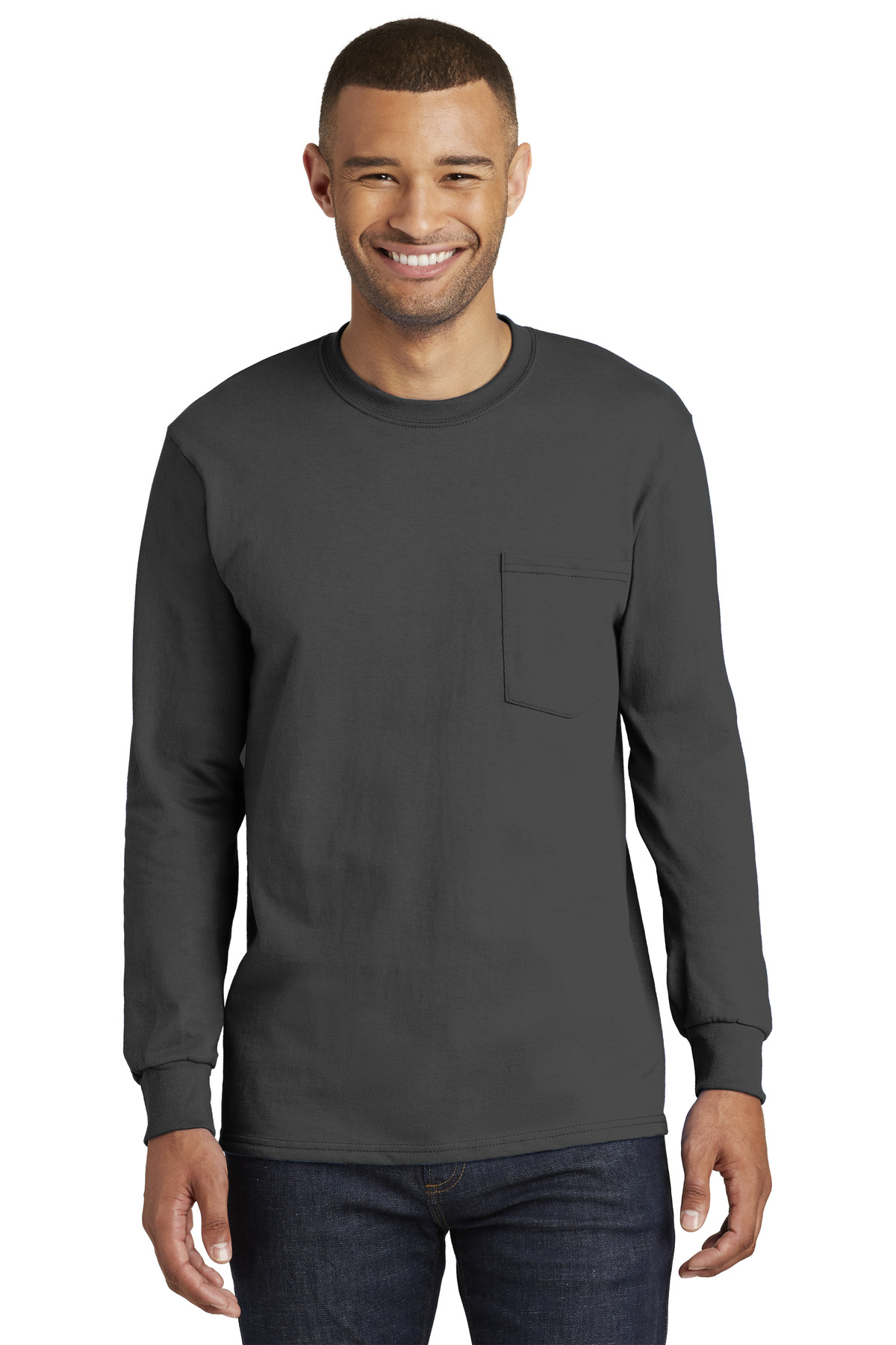 Port & Company Men's Tall Long Sleeve Essential Pocket Tee - 第 6/11 張圖片