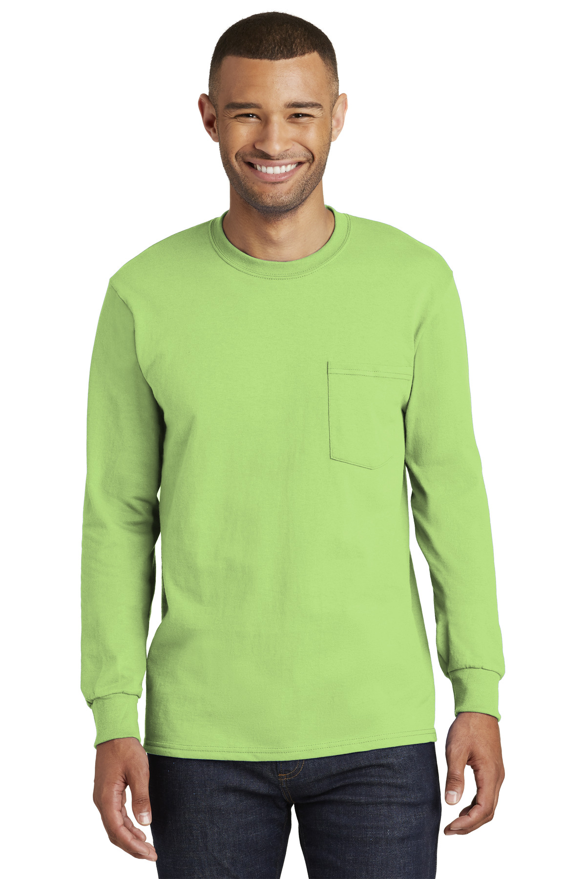 Port & Company Men's Tall Long Sleeve Essential Pocket Tee - 第 5/11 張圖片