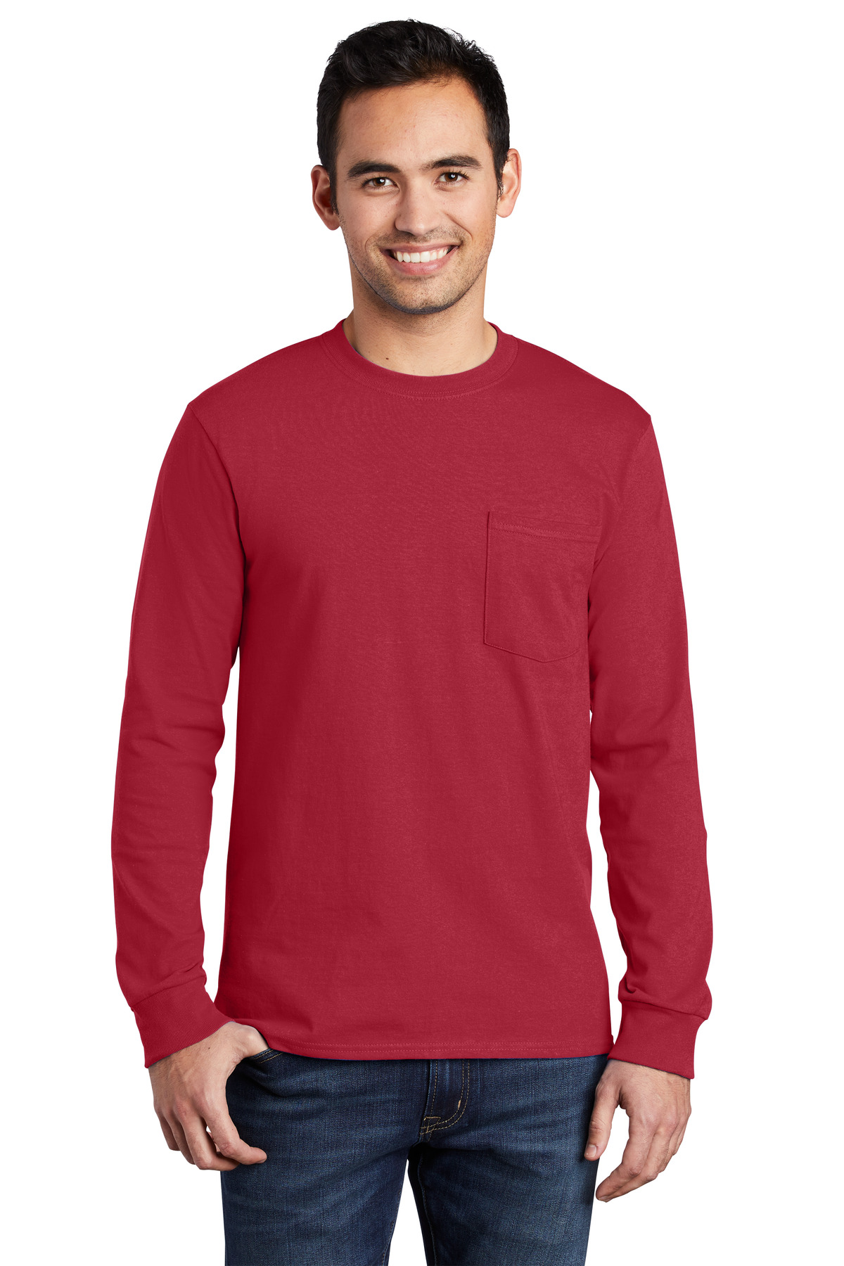 Port & Company Men's Tall Long Sleeve Essential Pocket Tee - 第 10/11 張圖片