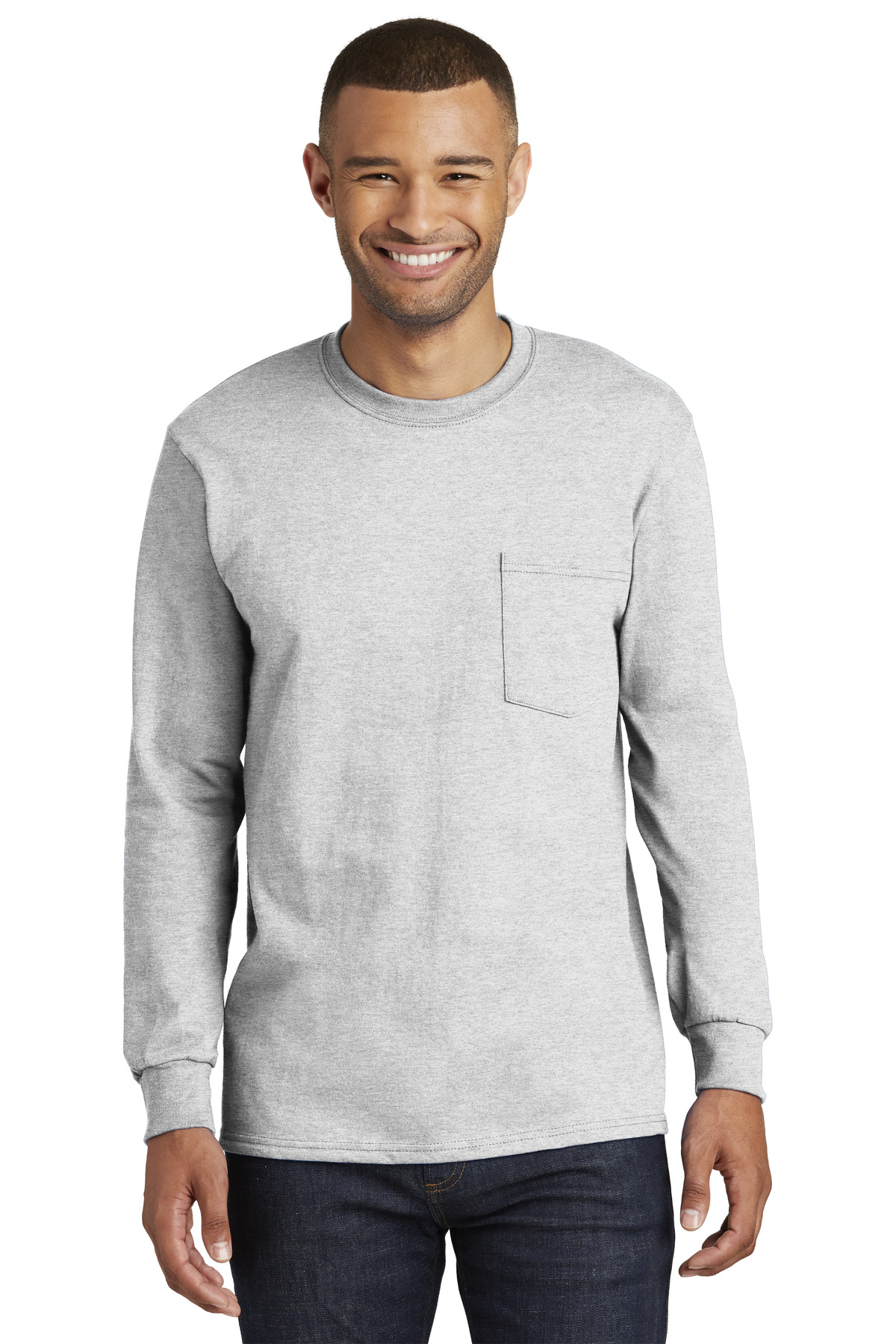 Port & Company Men's Tall Long Sleeve Essential Pocket Tee - 第 3/11 張圖片