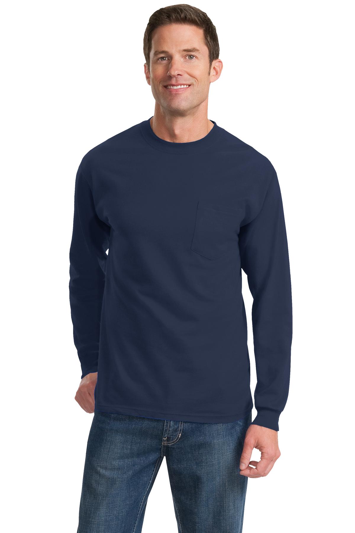 Port & Company Men's Tall Long Sleeve Essential Pocket Tee - 第 8/11 張圖片