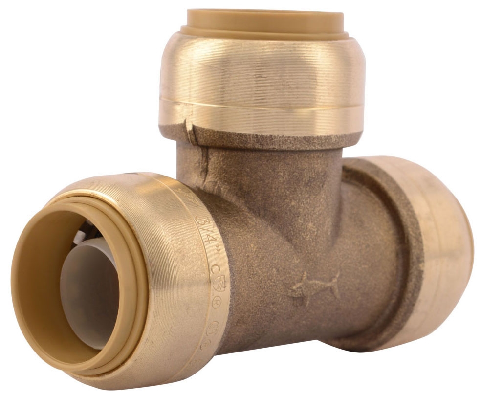 SharkBite U370LF Push-Fit Brass Tee 3/4 Inch for Potable Water and Hydronic Heat - Picture 1 of 5