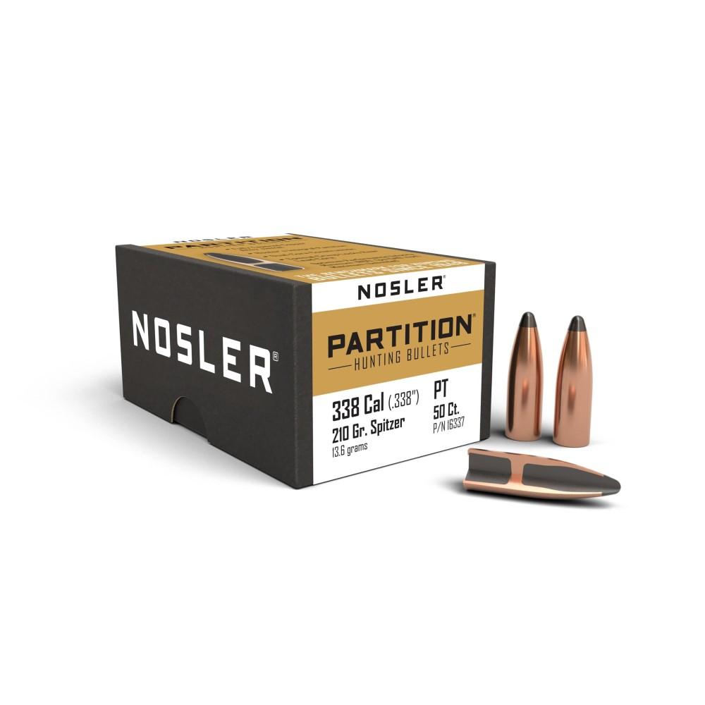 Nosler partition bullets 338 cal diam) 210 grain spitzer box of 50-img-0