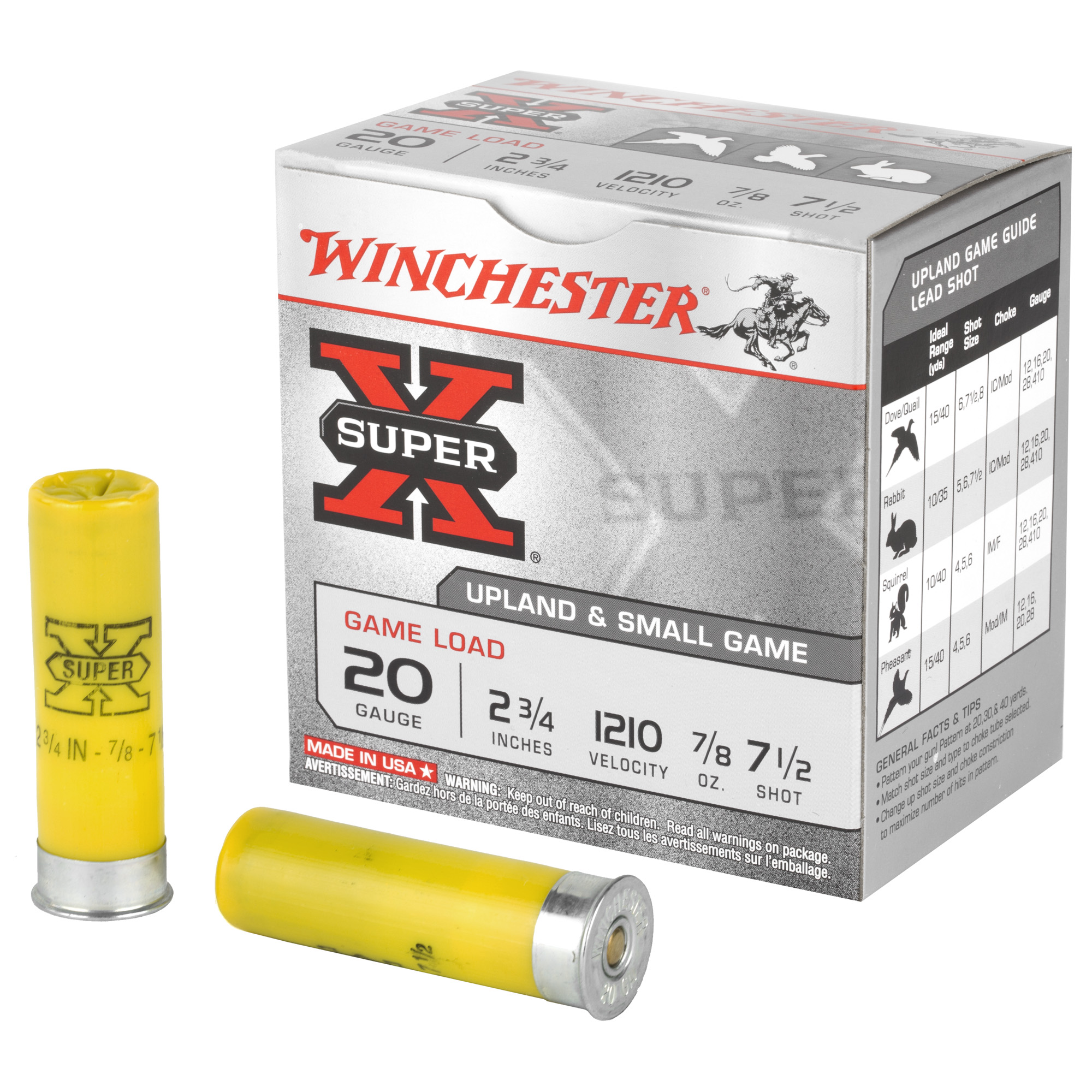 Xu207 winchester super-x game shotshells 20 ga 2-3-4" 7-8 oz 1210 fps 7.5-img-0