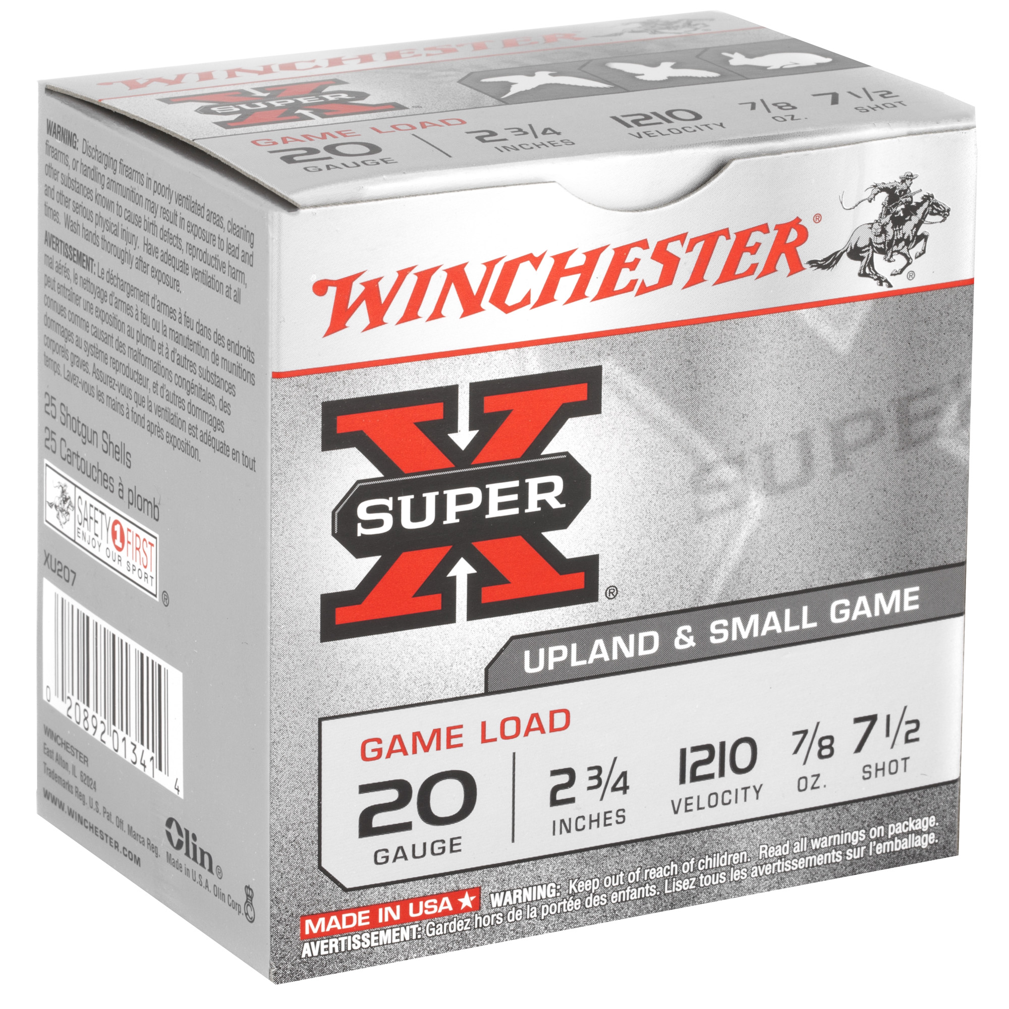 Xu207 winchester super-x game shotshells 20 ga 2-3-4" 7-8 oz 1210 fps 7.5-img-1