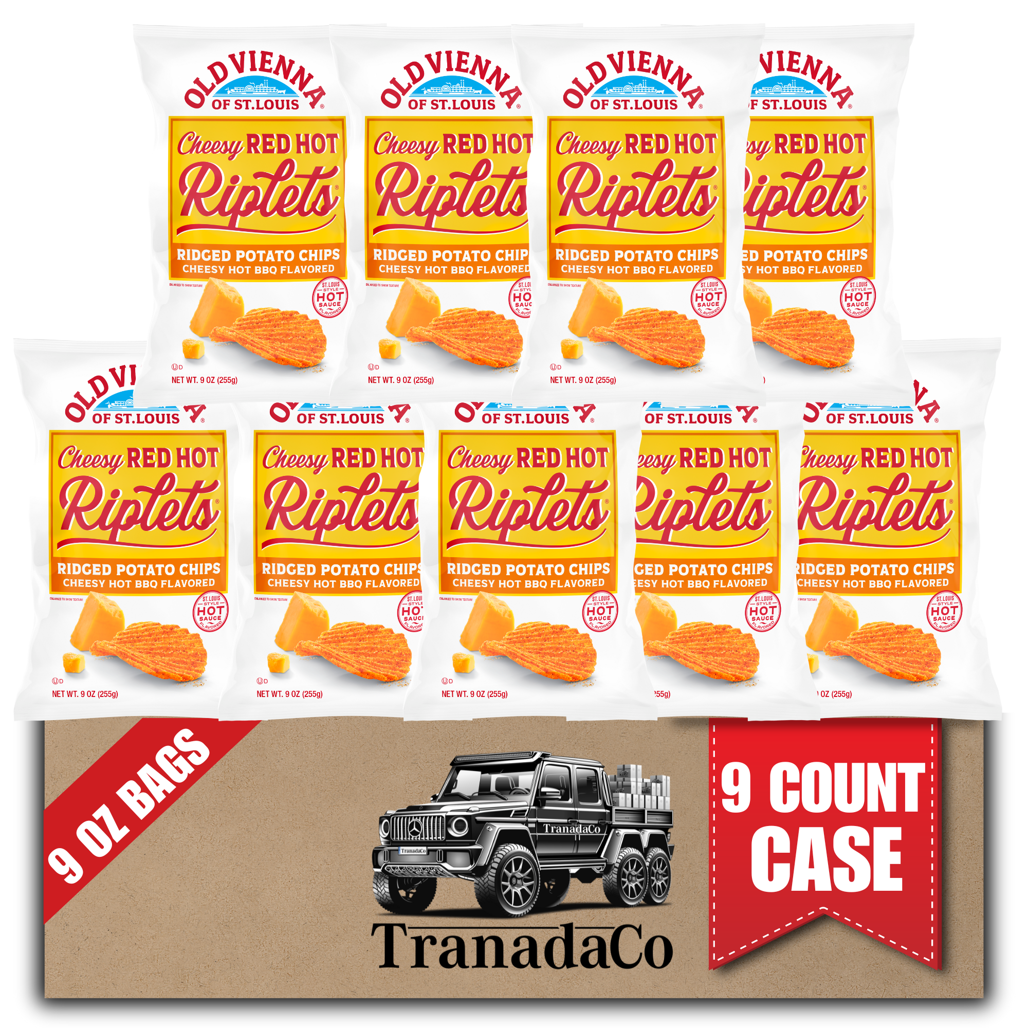 Old Vienna of St. Louis Cheesy Red Hot Riplets Hot BBQ Chips