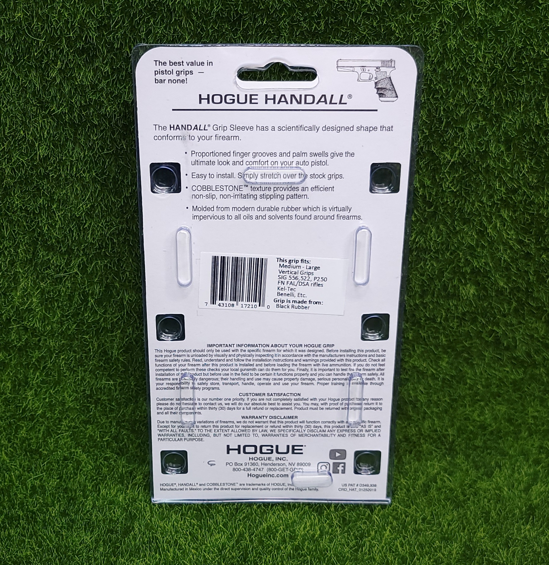 Hogue HandALL Universal Full-Jr Hybrid Beavertail Tactical Pistol Grip-img-4