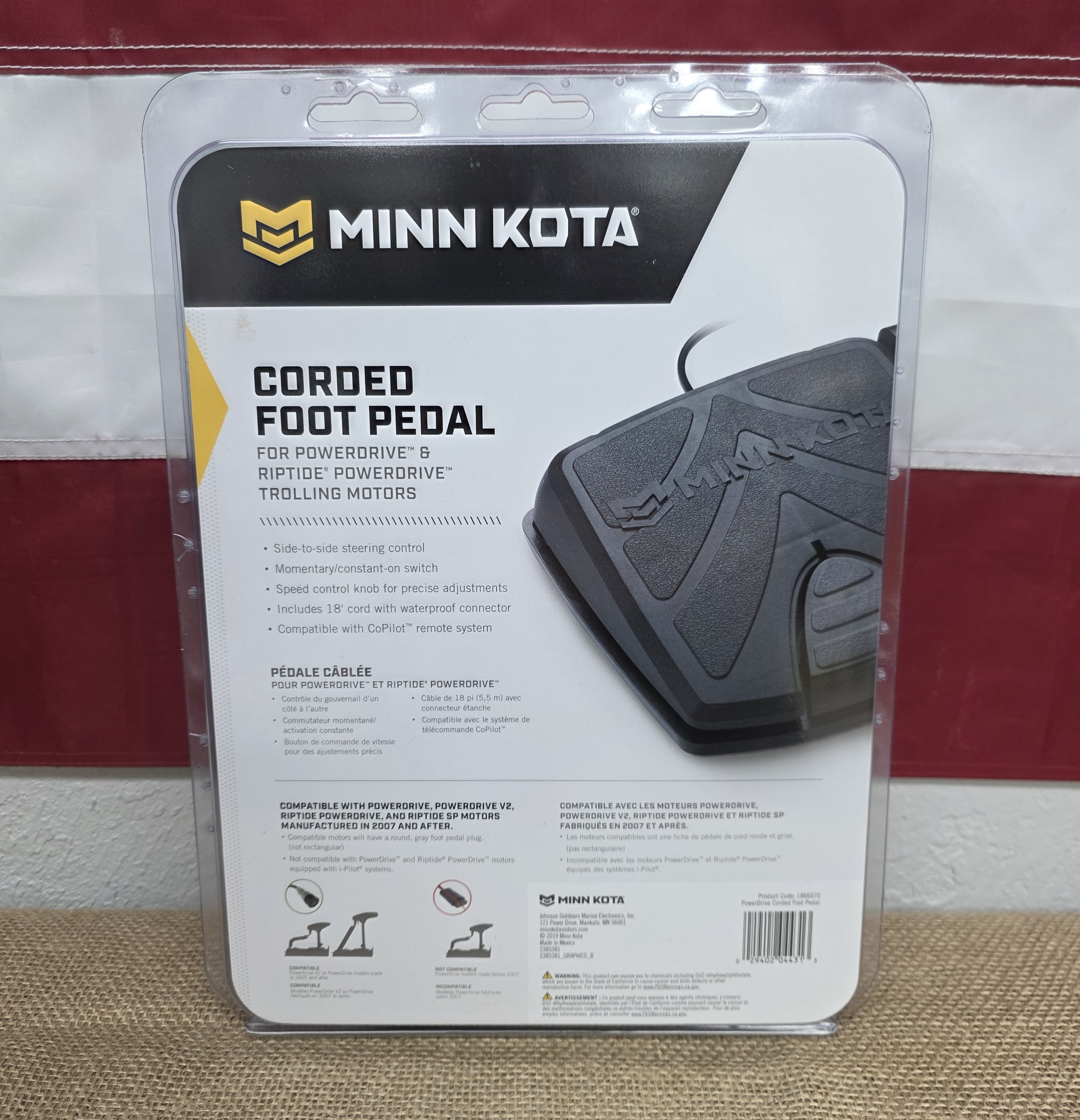 Minn Kota Corded Foot Pedal for Power-RT PowerDrive Trolling Motors #186...-img-0