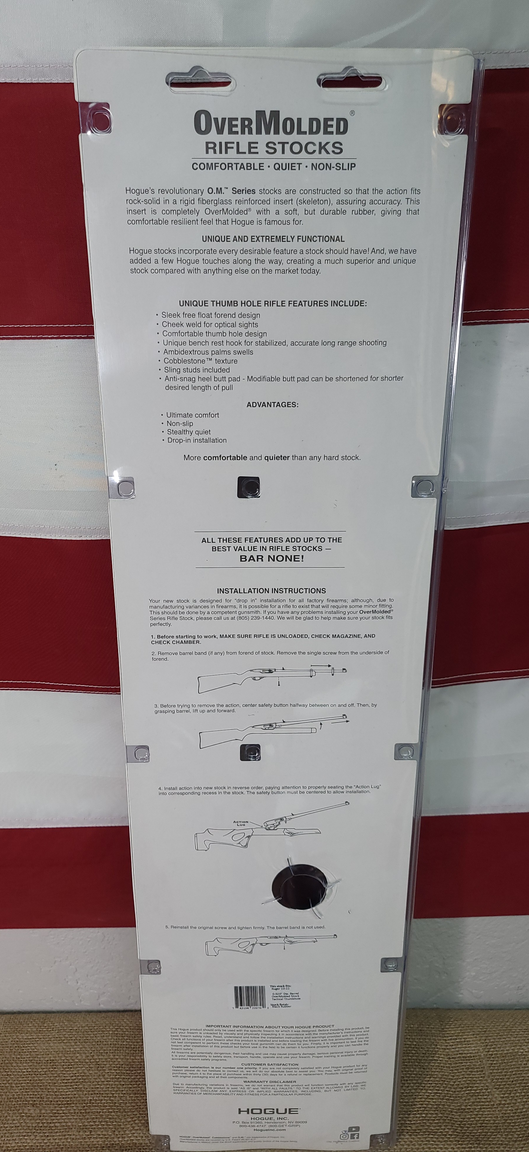 Hogue Ruger 10-22 Tactical Thumbhole Stock .920 Barrel Channel - 22070-img-1