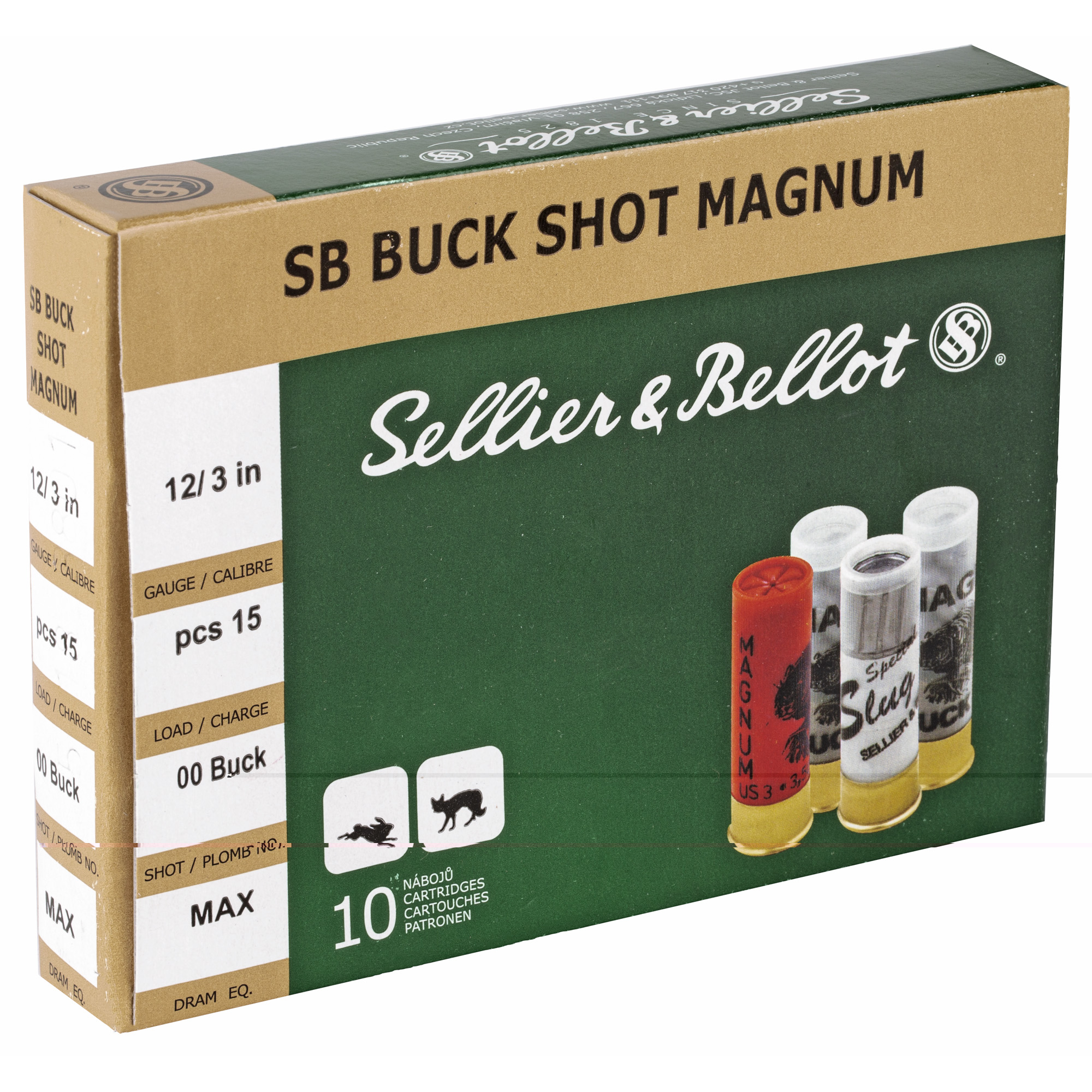 Sellier & bellot 12 gauge 3" 00 buckshot shotshell 250 rounds-img-1