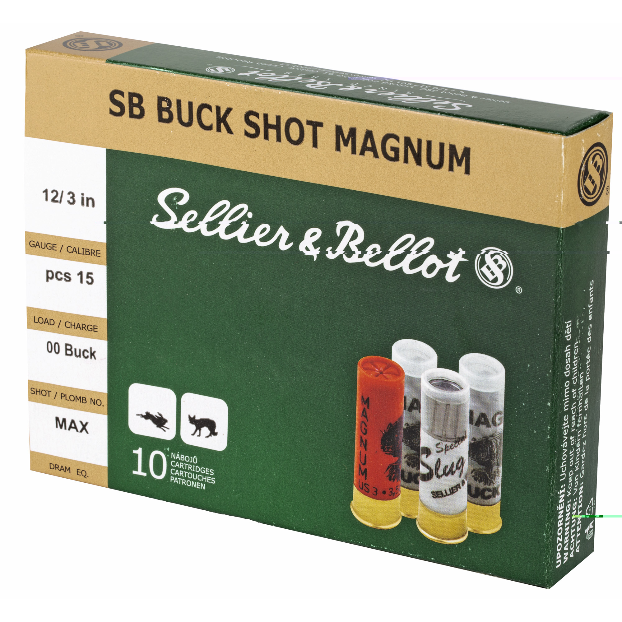 Sellier & bellot 12 gauge 3" 00 buckshot shotshell 250 rounds-img-2
