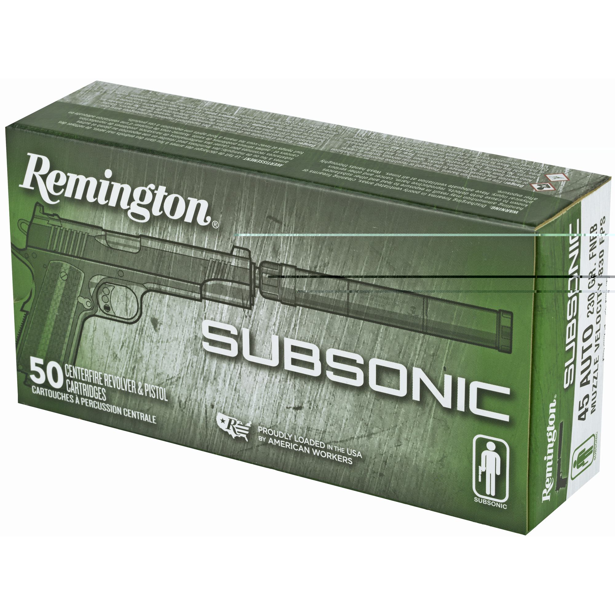 Remington subsonic 45 acp 230 grain ammunition 50 rounds-img-2