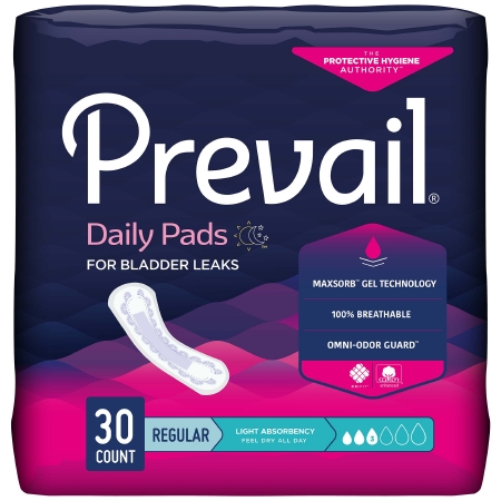 Prevail Daily Pad 9-1/4" Light Absorbency