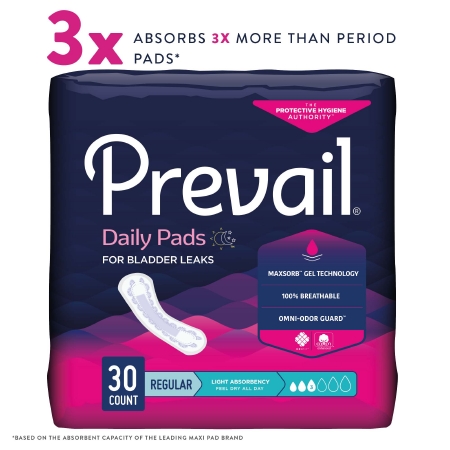 Prevail Daily Pad 9-1/4" Light Absorbency