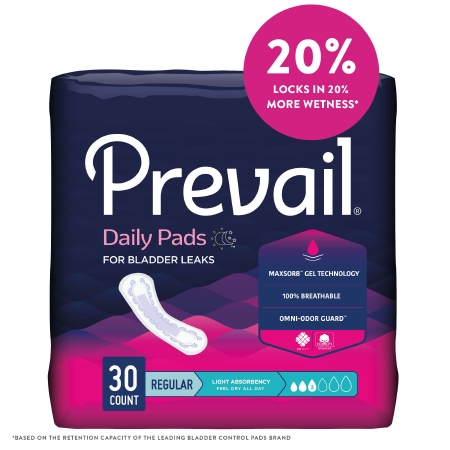 Prevail Daily Pad 9-1/4" Light Absorbency