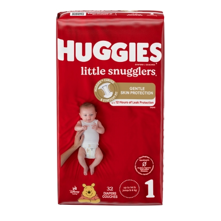 Unisex Baby Diaper Huggies® Little Snugglers Size 1 Disposable Moderate Absorben