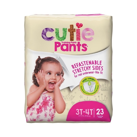 Female Toddler Training Pants Cutie Pants® Size 3T to 4T Disposable Heavy Absorb