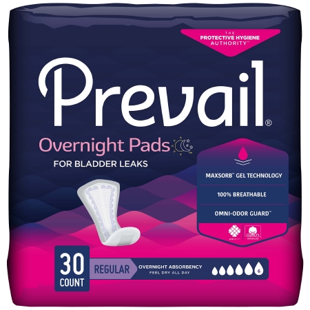 Prevail Daily Pad Overnight 16in Heavy Absorbency Polymer Core