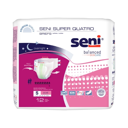 Unisex Adult Incontinence Brief Seni® Super Quatro Small Disposable Heavy Absorb