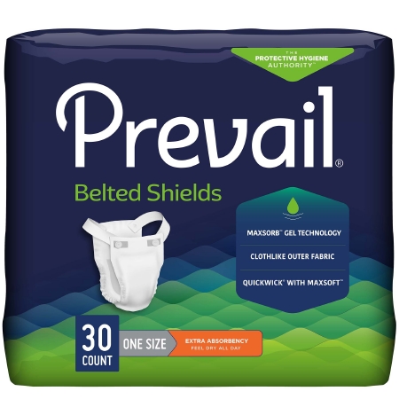 Prevail Belted Shields One Size Light Absorbency Polymer Core