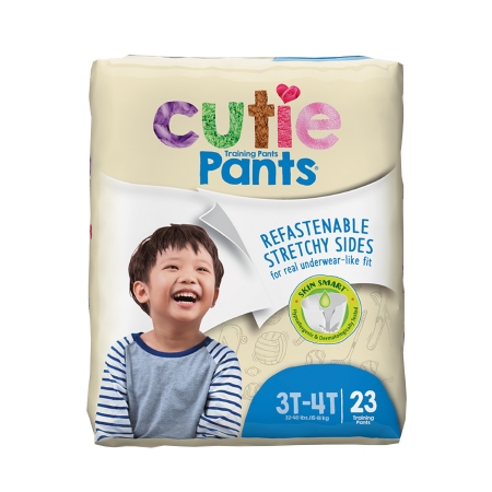 Male Toddler Training Pants Cutie Pants® Size 3T to 4T Disposable Heavy Absorben