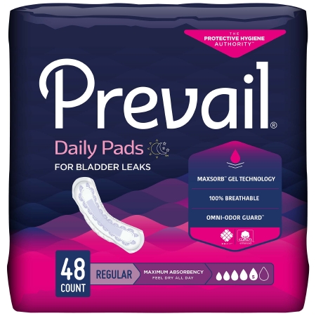 Prevail Daily Pad 11in Heavy Absorbency Polymer Core One Size