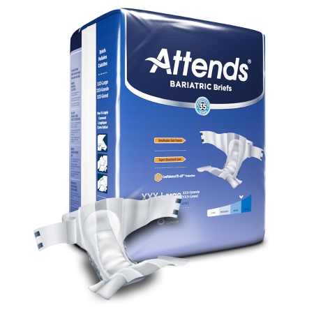 Unisex Adult Incontinence Brief Attends® Bariatric 3X-Large Disposable Heavy Abs
