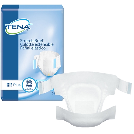 Unisex Adult Incontinence Brief TENA® Stretch™ Plus 2X-Large Disposable Moderate