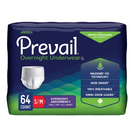 Prevail Overnight Underwear S/M Heavy Absorbency Pull On w/ Tear
