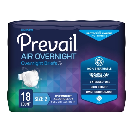 Prevail Air Overnight Brief Size 2 Heavy Absorbency Breathable