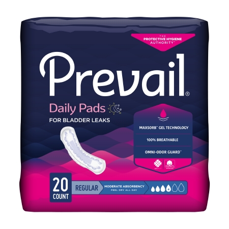 Prevail Daily Pad 9.25in Moderate Absorbency Polymer Core
