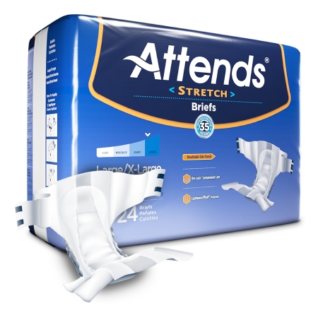Unisex Adult Incontinence Brief Attends® Stretch Large / X-Large Disposable Heav