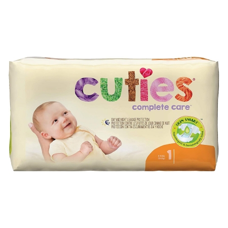 Unisex Baby Diaper Cuties® Size 1 Disposable Heavy Absorbency