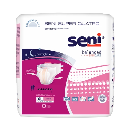 Unisex Adult Incontinence Brief Seni® Super Quatro X-Large Disposable Heavy Abso