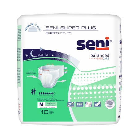 Unisex Adult Incontinence Brief Seni® Super Plus Medium Disposable Heavy Absorbe