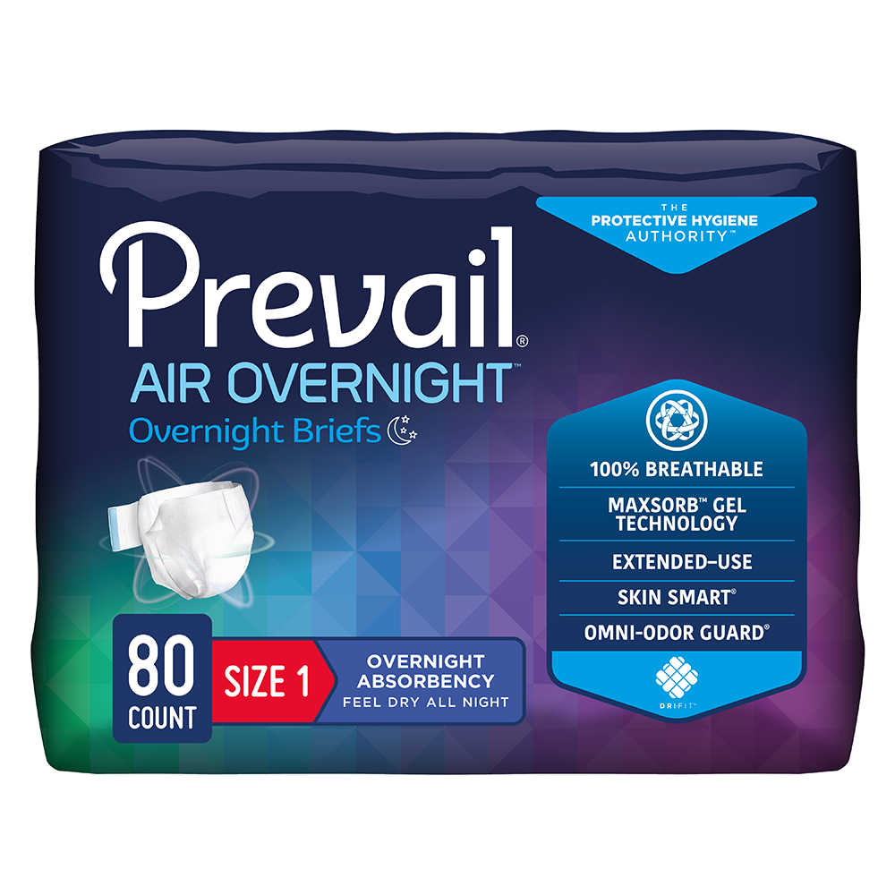 Prevail Air Overnight Brief Size 1/M Heavy Absorbency Breathable