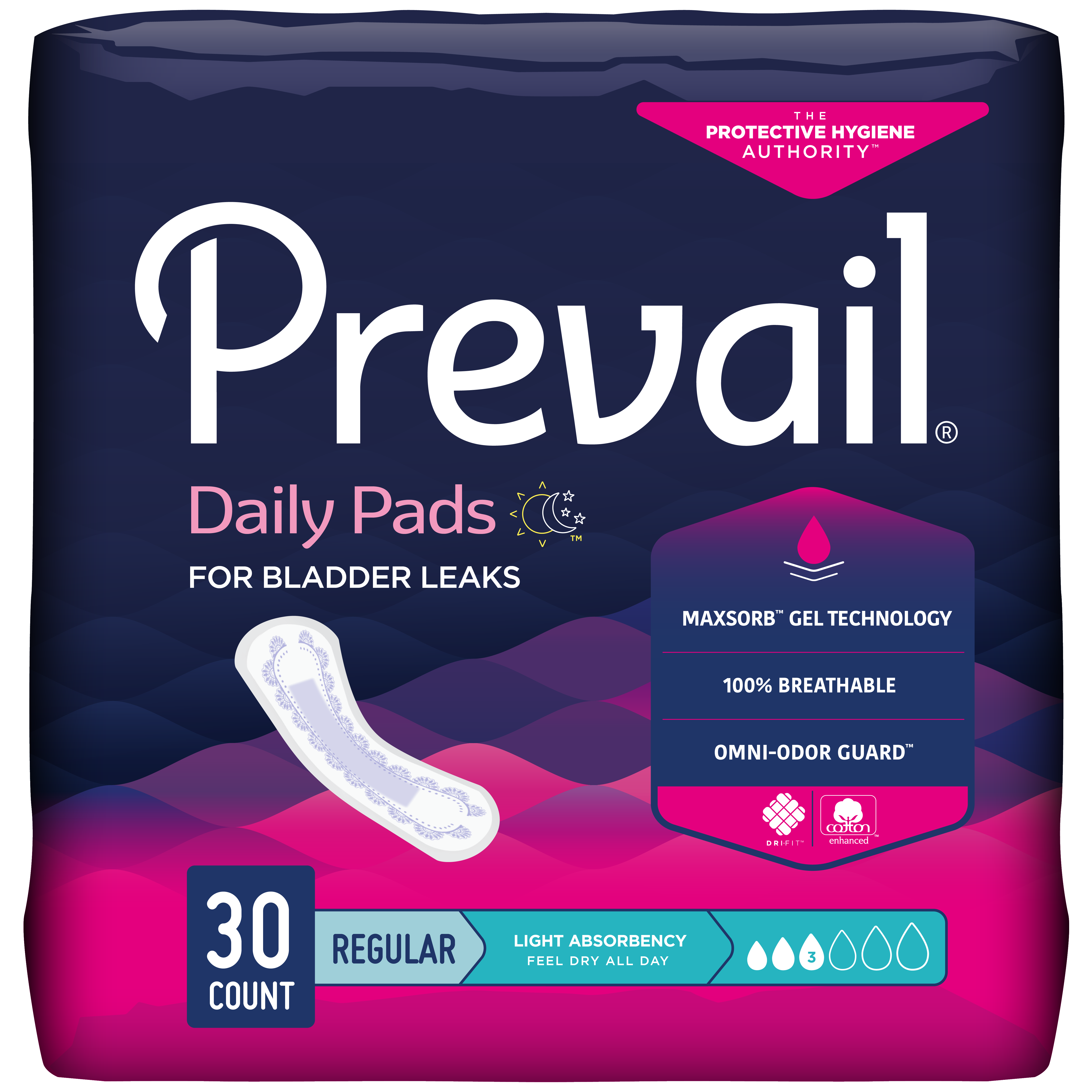 Prevail Daily Pad 9-1/4" Light Absorbency