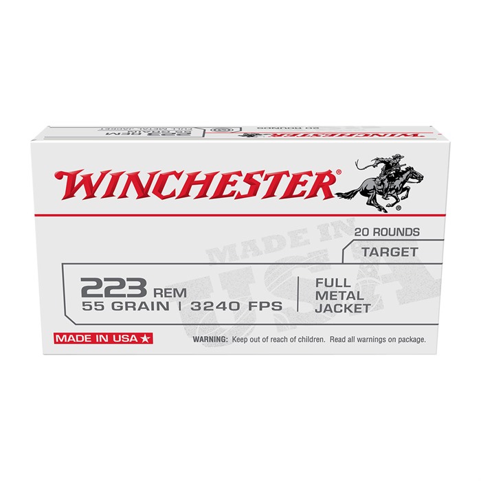Winchester, Usa Rifle Ammo, 223 Remington, Full Metal Jacket, 55 Grain, 20 Rounds