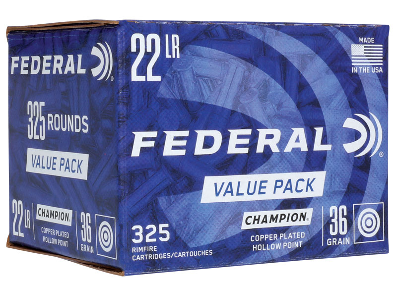 Federal Champion 22 Long Rifle Copper Plated Hollow Point 36 Grain 325 Rounds