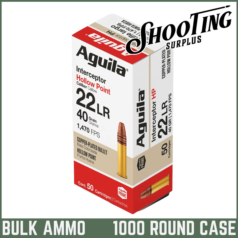 Aguila Ammunition Interceptor .22 Long Rifle Copper Plated Hollow Point 40 Grain - CASE \ 1000 Rounds