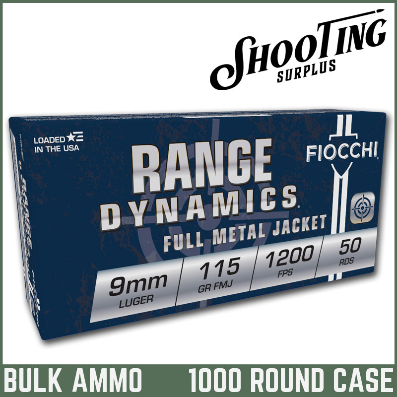 *FREE SHIPPING* Fiocchi Range Dynamics Pistol Ammo 9mm 115 gr. FMJ - CASE \ 1000 Rounds