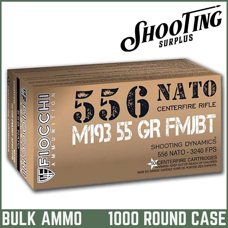*FREE SHIPPING* Fiocchi M193 Rifle Ammo 5.56 NATO 55 gr. FMJ - CASE \ 1000 Rounds