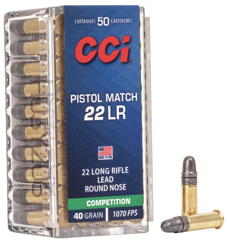 CCI Pistol Match 22 Long Rifle Lead Round Nose 40 Grain 50 Rounds