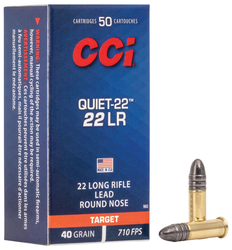 CCI Quiet-22 22 Long Rifle Lead Round Nose 40 Grain 50 Rounds