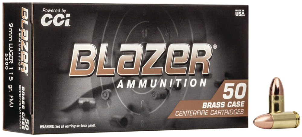 [PRIME] CCI Blazer Brass Pistol Ammo 9mm Luger 124 gr. FMJ Round Nose 50 rd.