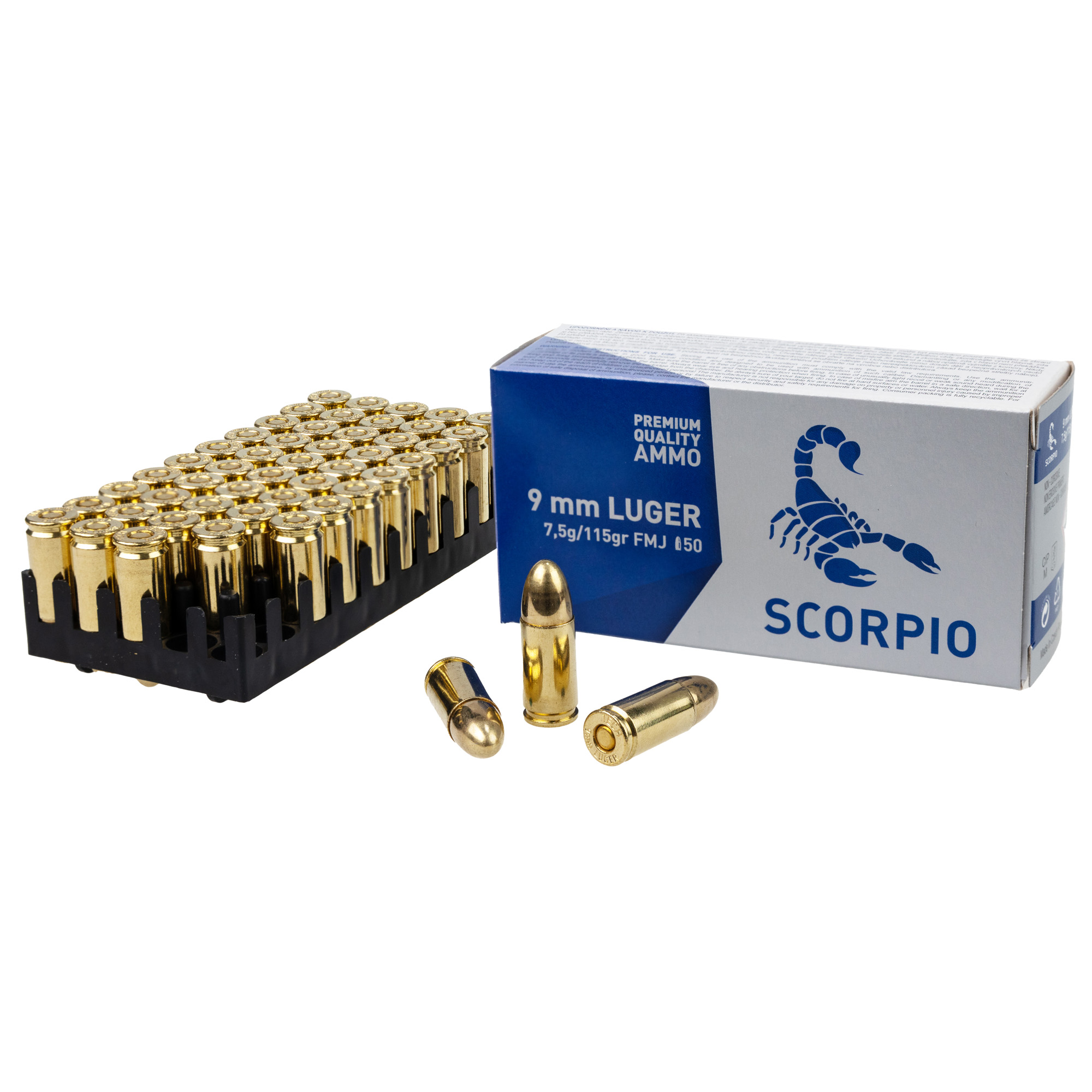 [PRIME] STV Technology, Scorpio Ammo, 9MM, 115 Grain, Full Metal Jacket, 50 Round Box