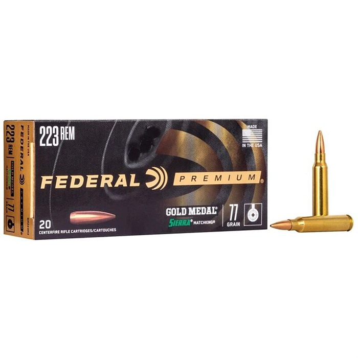 Federal Gold Medal 223 Remington Boat Tail Hollow Point 77 Grain 20 Rounds