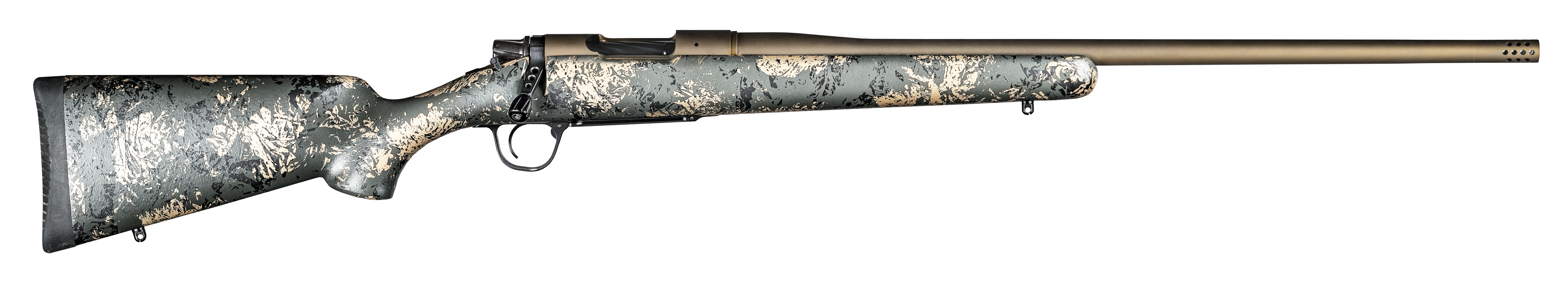 Christensen Arms 8010107300 Mesa FFT 6.5 Creedmoor 4+1 20" Threaded Barrel, Burnt Bronze Cerakote, Green with Black/Tan Webbing Stock