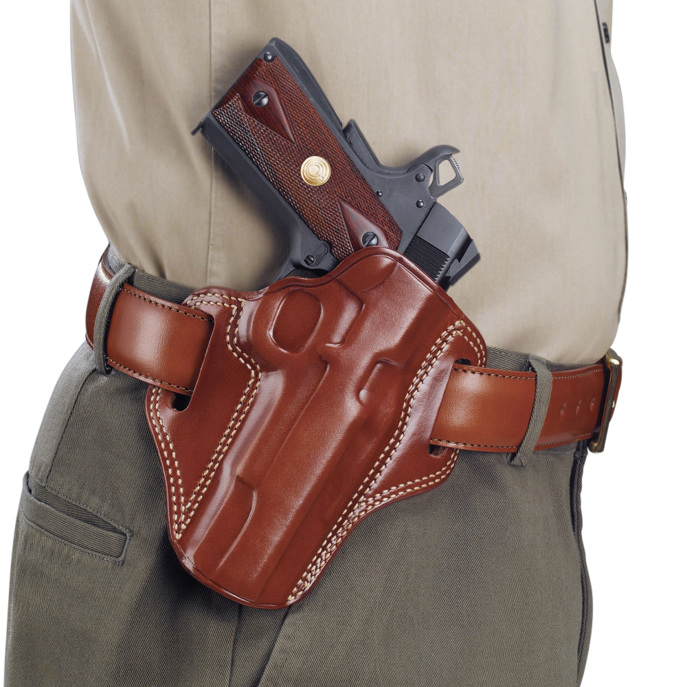 Galco CM800 Combat Master  OWB Tan Leather Belt Slide Compatible w/ Glock 43/43X, Springfield  Hellcat Belt 1.75" Wide Right Hand